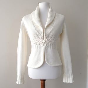 White House Black Market Sweater Blazer Cardigan in White